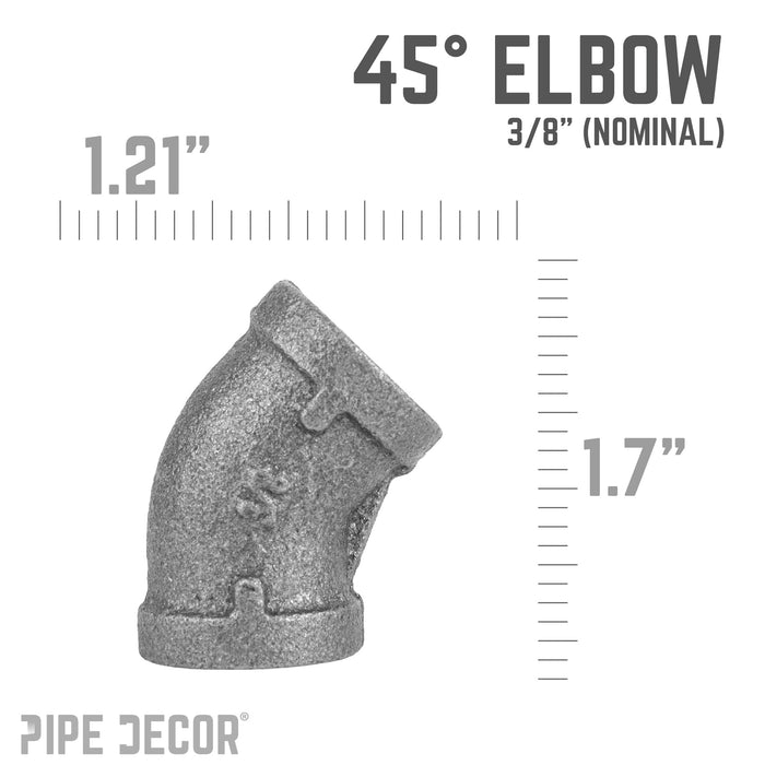 3/8 in. Black 45 Degree Elbow