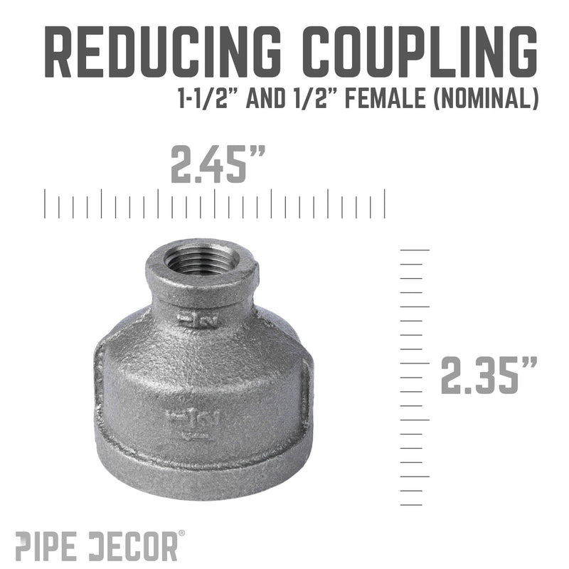 1 1/2 in. x 1/2 in. Black Reducing Coupling