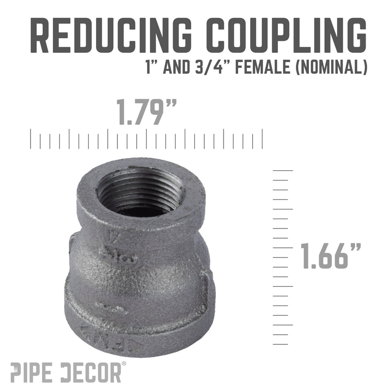 Acoplamiento reductor negro de 1 pulg. x 3/4 pulg.