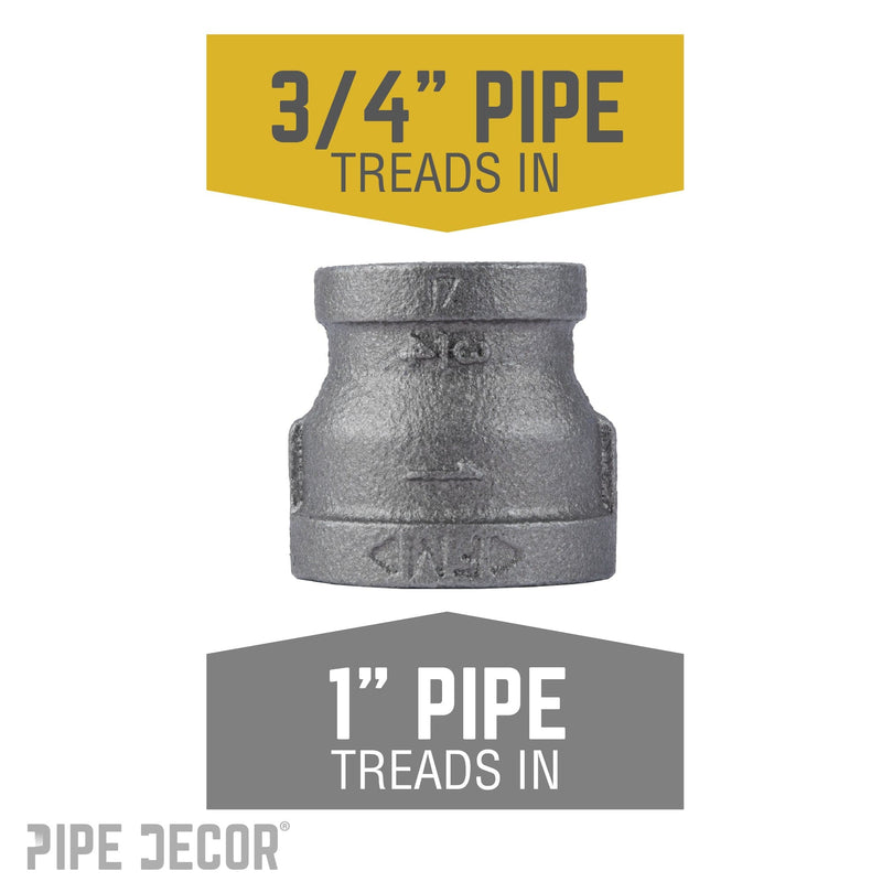 Acoplamiento reductor negro de 1 pulg. x 3/4 pulg.