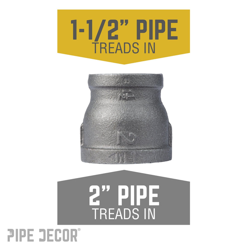 Acoplamiento reductor negro de 2 pulg. x 1 1/2 pulg.