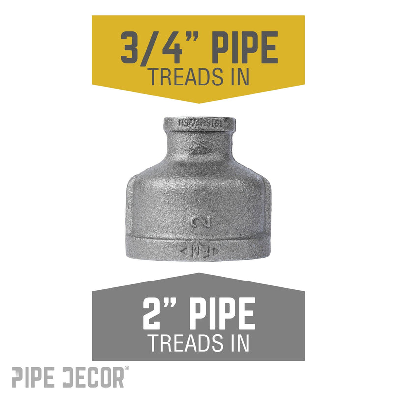 Acoplamiento reductor negro de 2 pulg. x 3/4 pulg.