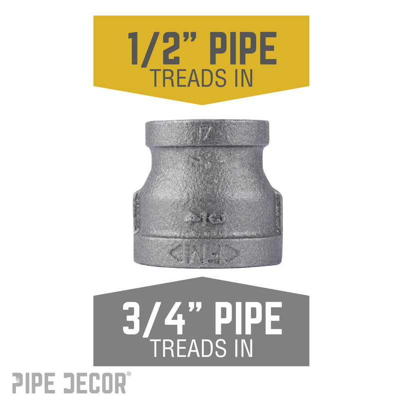 Raccord réducteur noir 3/4 po x 1/2 po