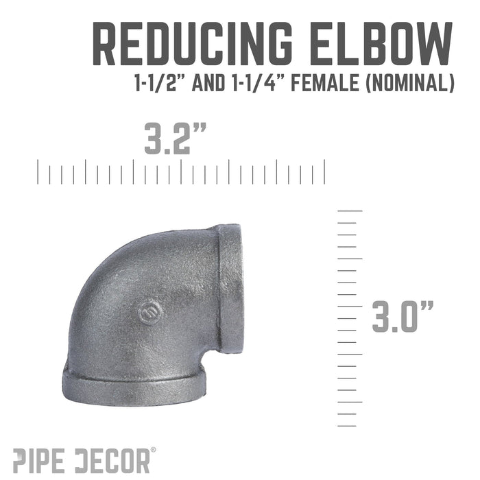 1 1/2 in. x 1 1/4in. Black Reducing Elbow