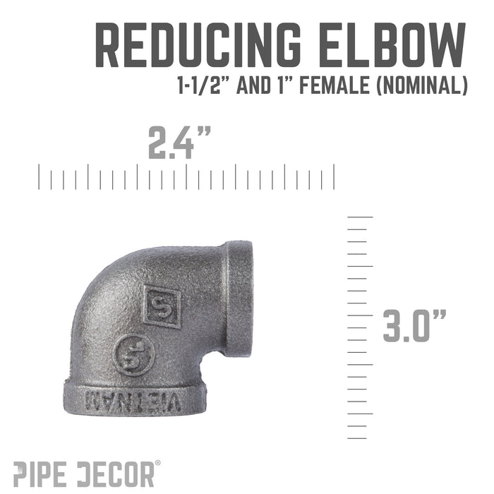 1 1/2 in. x 1 in. Black Reducing Elbow