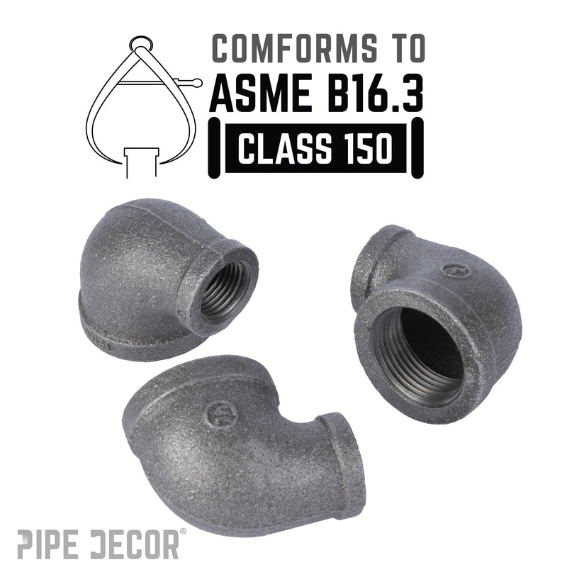 Codo reductor negro de 1 pulg. x 1/2 pulg.