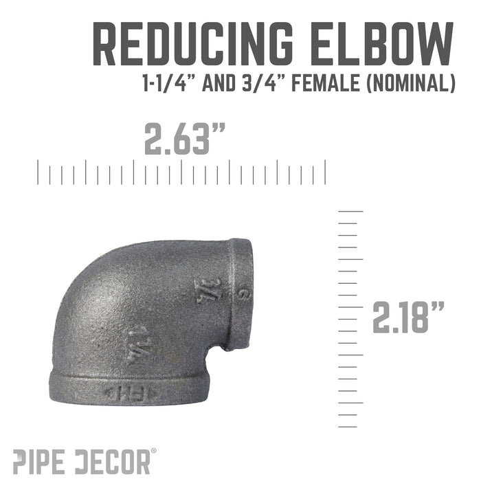 1 1/4 in. x 3/4 in. Black Reducing Elbow