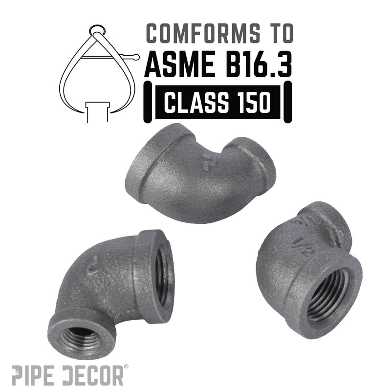 Coude réducteur noir 1/2 po x 1/4 po