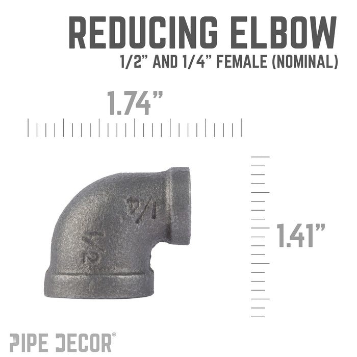 1/2 in. x 1/4 in. Black Reducing Elbow
