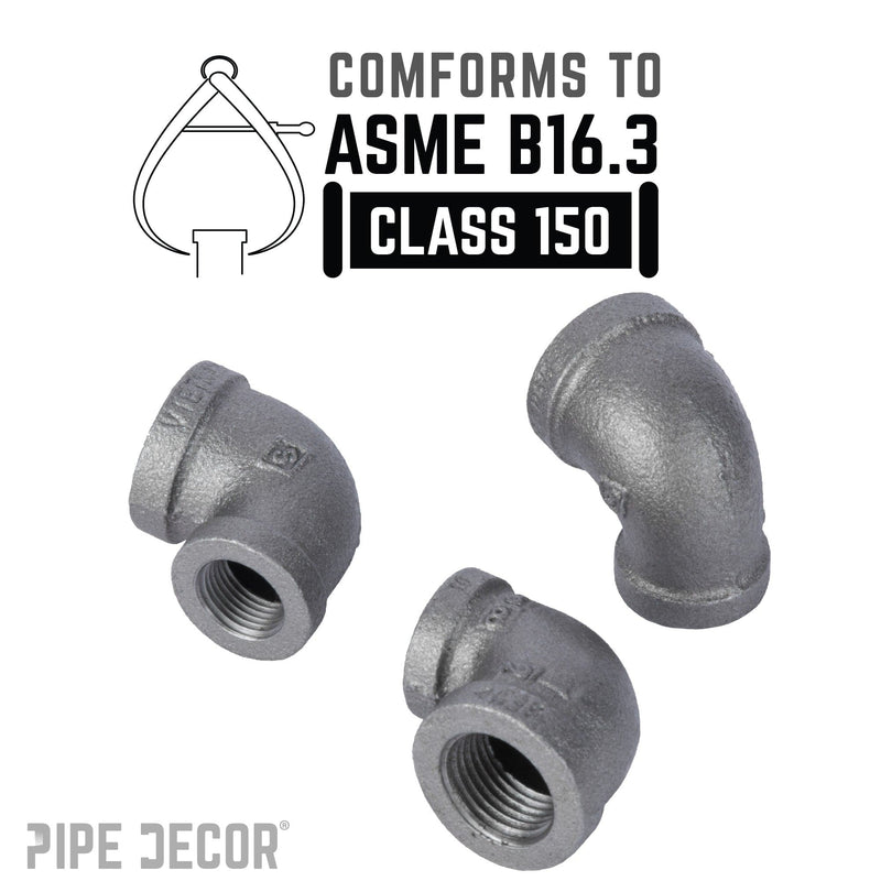 Codo reductor negro de 1/2 pulg. x 3/8 pulg.