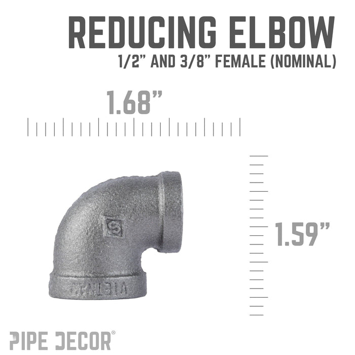 1/2 in. x 3/8 in. Black Reducing Elbow