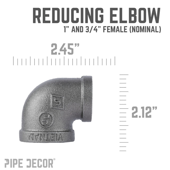 1 in. x 3/4 in. Black Reducing Elbow