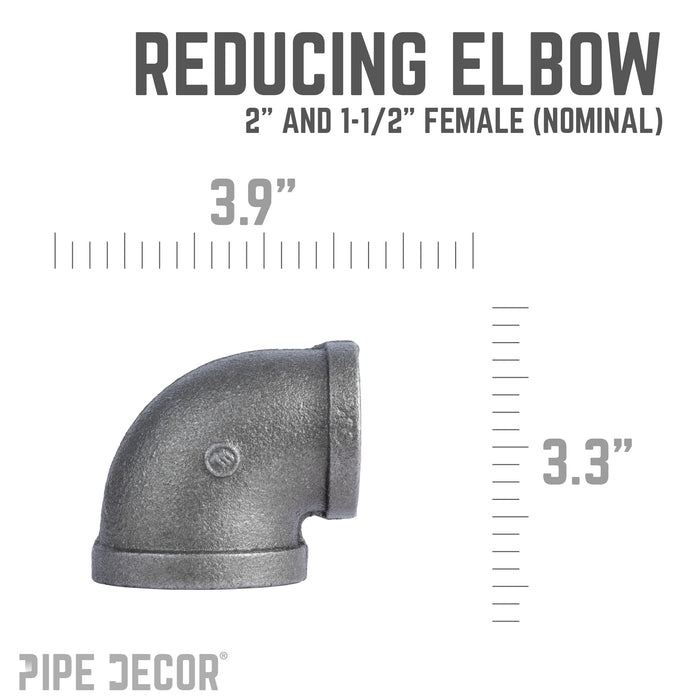 2 in. x 1 1/2 in. Black Reducing Elbow