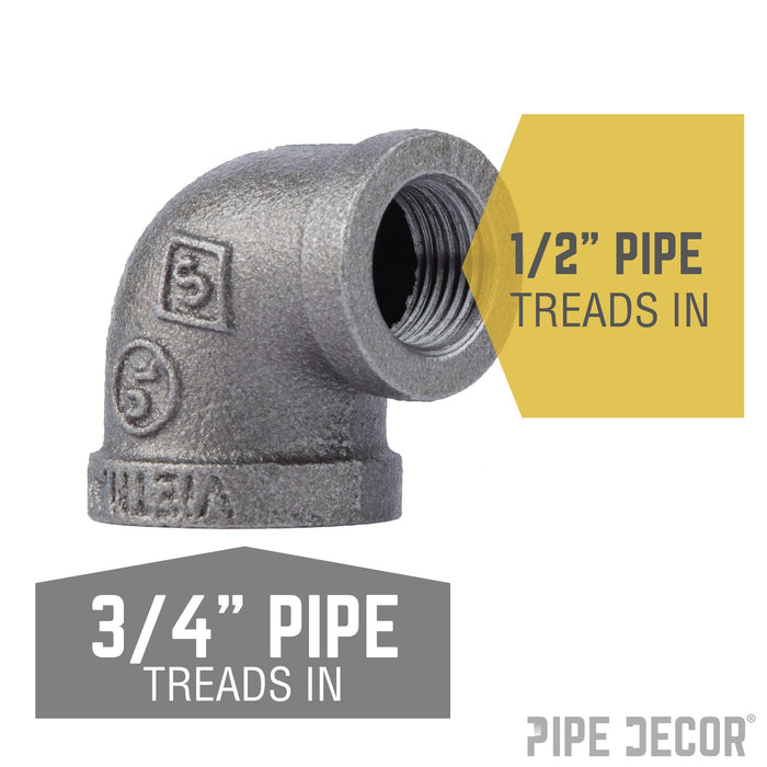 3 4 In X 1 2 In Reducing Elbow Cast Iron Industrial Fittings PIPE DECOR 3-4-in-x-1-2-in-reducing-elbow-cast-iron-industrial-fittings-pipe-decor