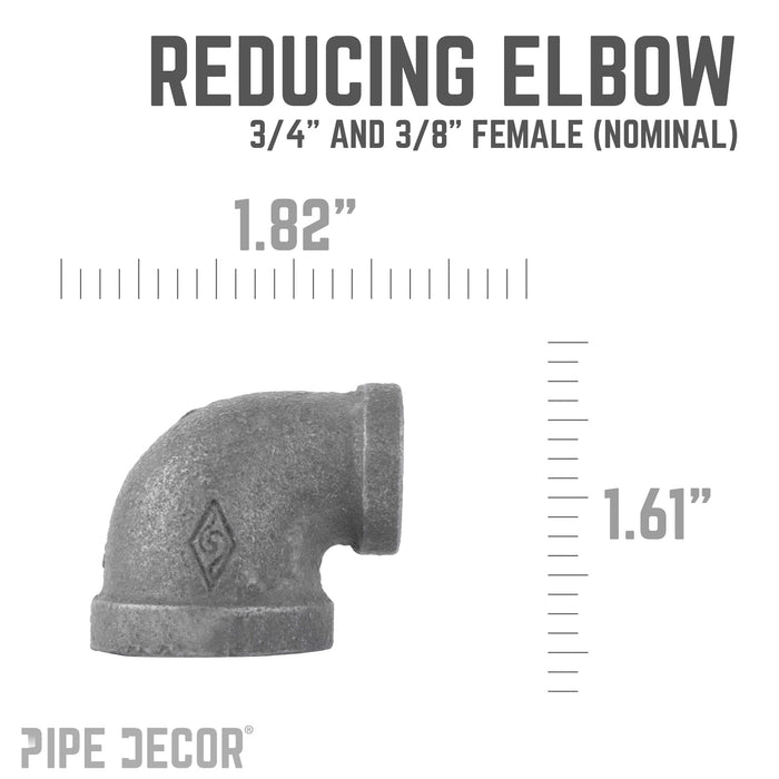 3/4 in. x 3/8 in. Black Reducing Elbow