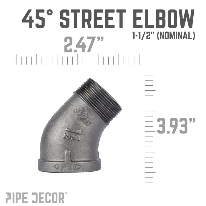 1 1/2 in. Black 45 Degree Street Elbow