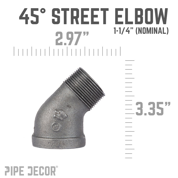 1 1/4 in. Black 45 Degree Street Elbow