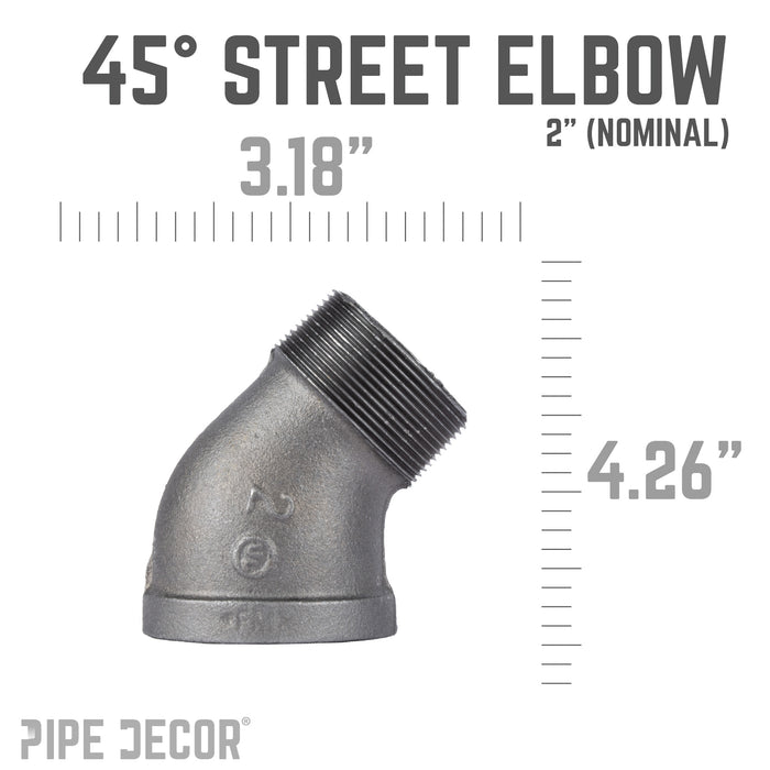 2 in. Black 45 Degree Street Elbow