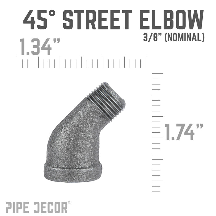 3/8 in. Black 45 Degree Street Elbow