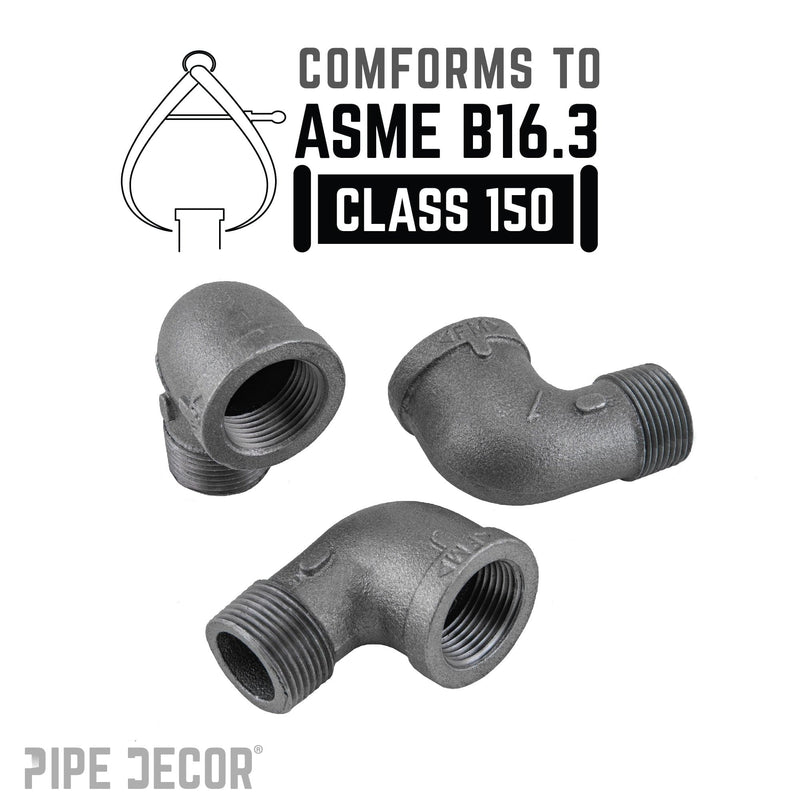 Codo de calle de 90 grados negro de 1 pulg.