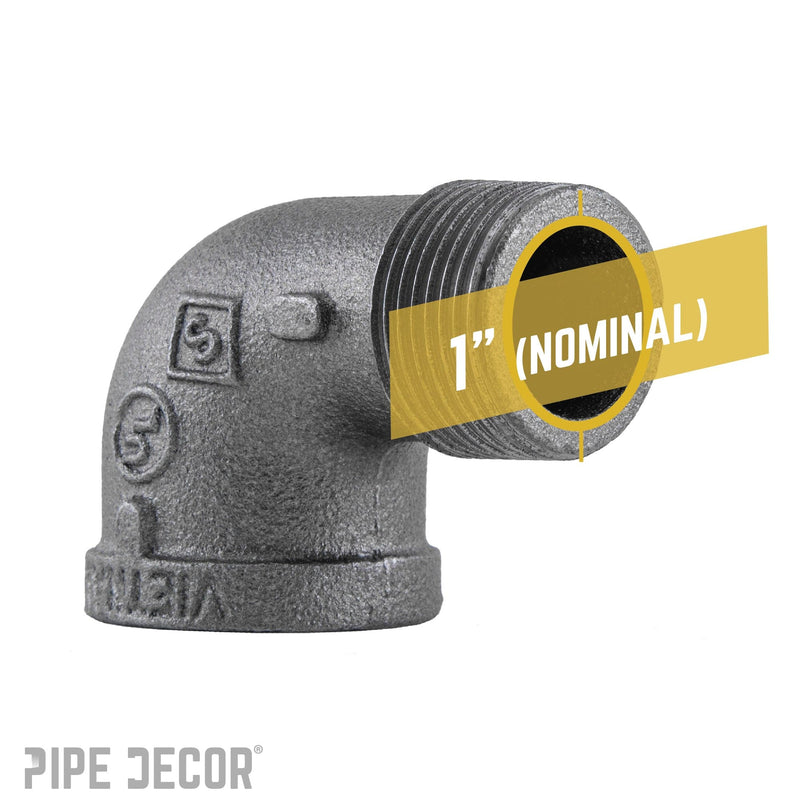 Codo de calle de 90 grados negro de 1 pulg.