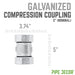 Pipe Decor Galvanized Compression Coupling 2 in. Nominal