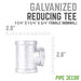 Pipe Decor Galvanized Reducing Tee Dimension Image