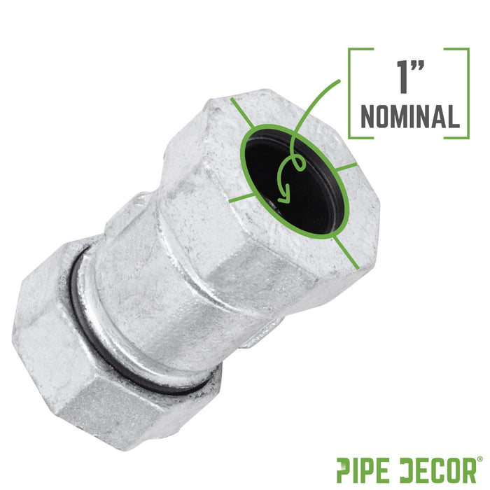 Galvanized Compression Cap 1 in. Galvanized Iron Compression Coupling — PIPE DECOR