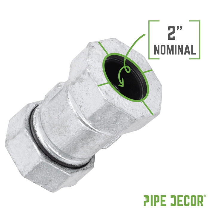 2 in. Galvanized Iron Compression Coupling — PIPE DECOR