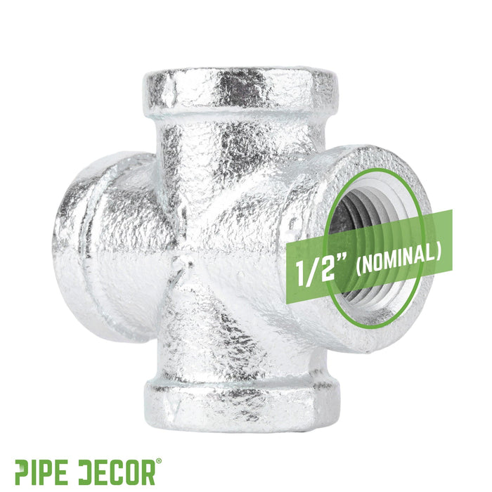 1/2 Galvanized Iron Cross — PIPE DECOR1