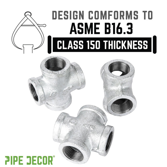 3/4 Galvanized Iron Cross — PIPE DECOR