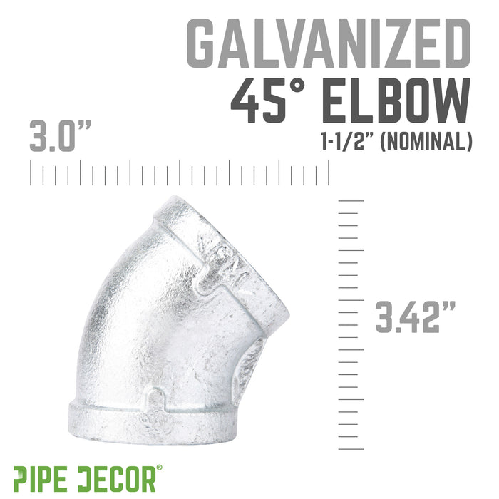 1 1/2 in.  Galvanized Iron 45 Degree Elbow