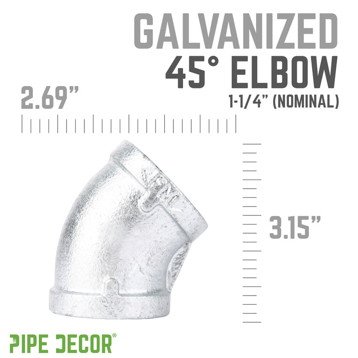1 1/4 in. Galvanized Iron 45 Degree Elbow