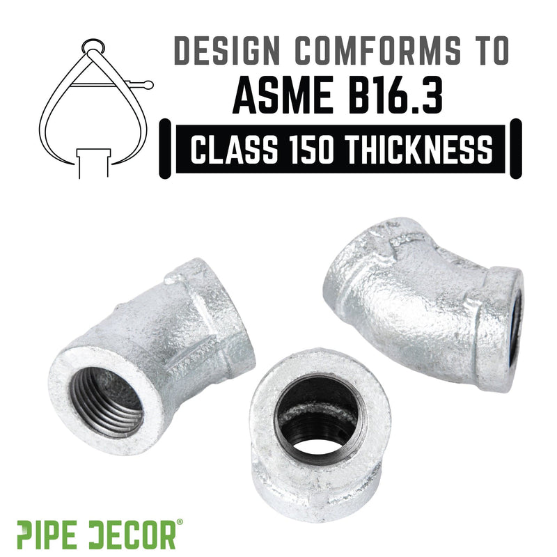 Codo de 45 grados de hierro galvanizado de 1/4 pulg.