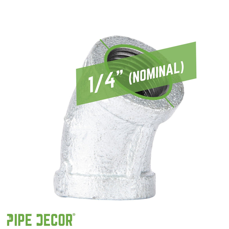 Codo de 45 grados de hierro galvanizado de 1/4 pulg.