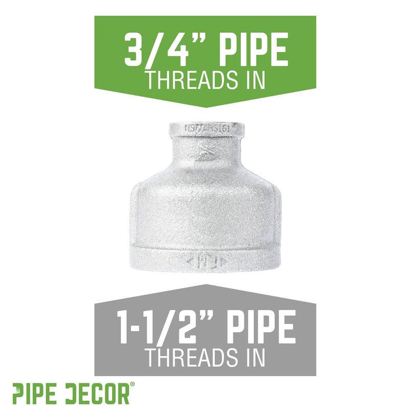 Acoplamiento reductor de hierro galvanizado de 1 1/2 pulg. x 3/4 pulg.