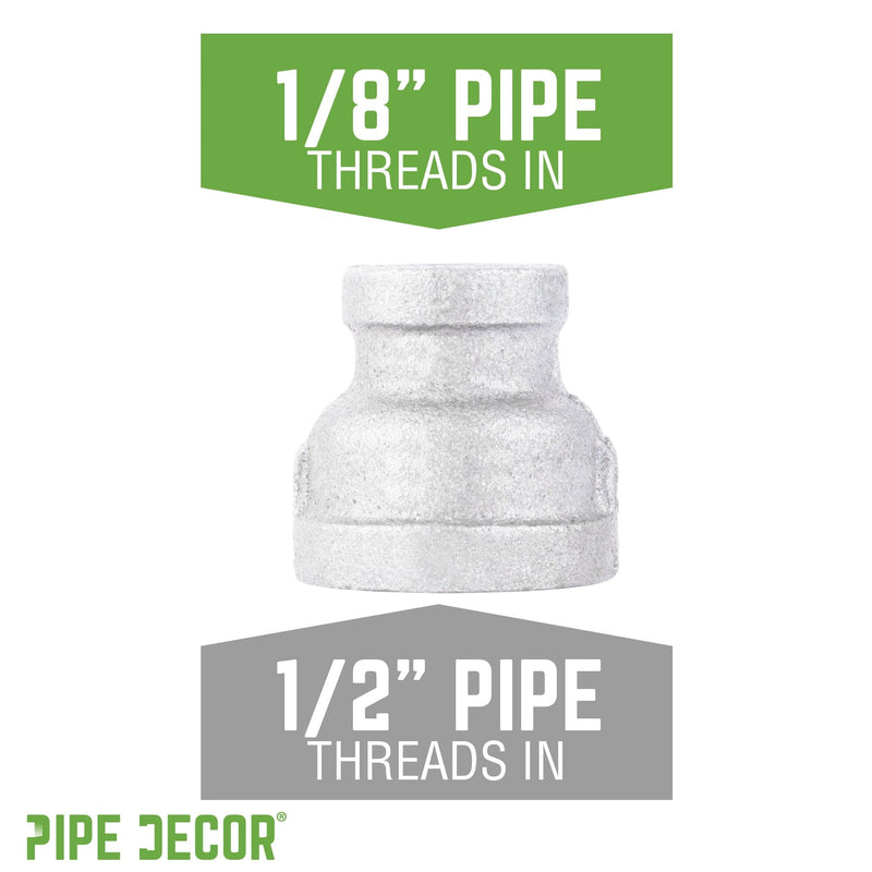 Raccord réducteur en fonte galvanisée de 1/2 po x 1/8 po