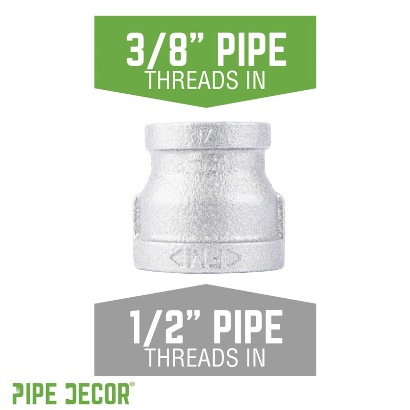 Raccord réducteur en fonte galvanisée de 1/2 po x 3/8 po