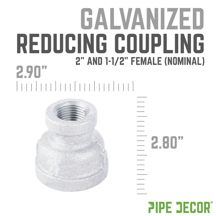 2 in. x 1 1/2 in. Galvanized Iron Reducing Coupling