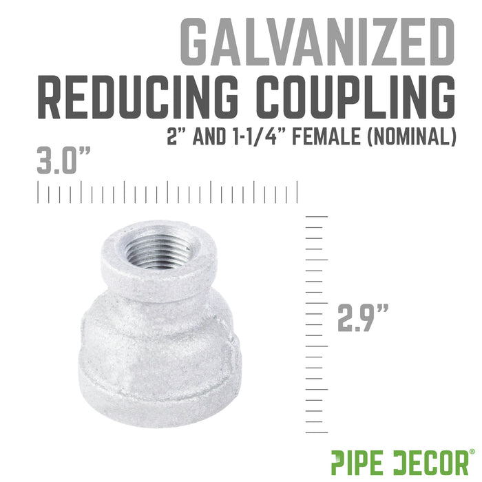 2 in. x 1 1/4 in. Galvanized Iron Reducing Coupling