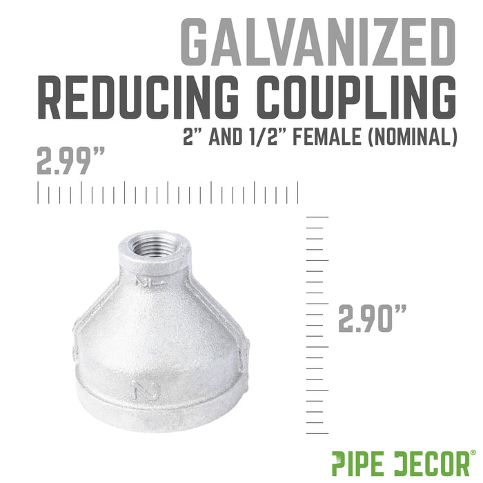 2 in. x 1/2 Galvanized Iron Reducing Coupling