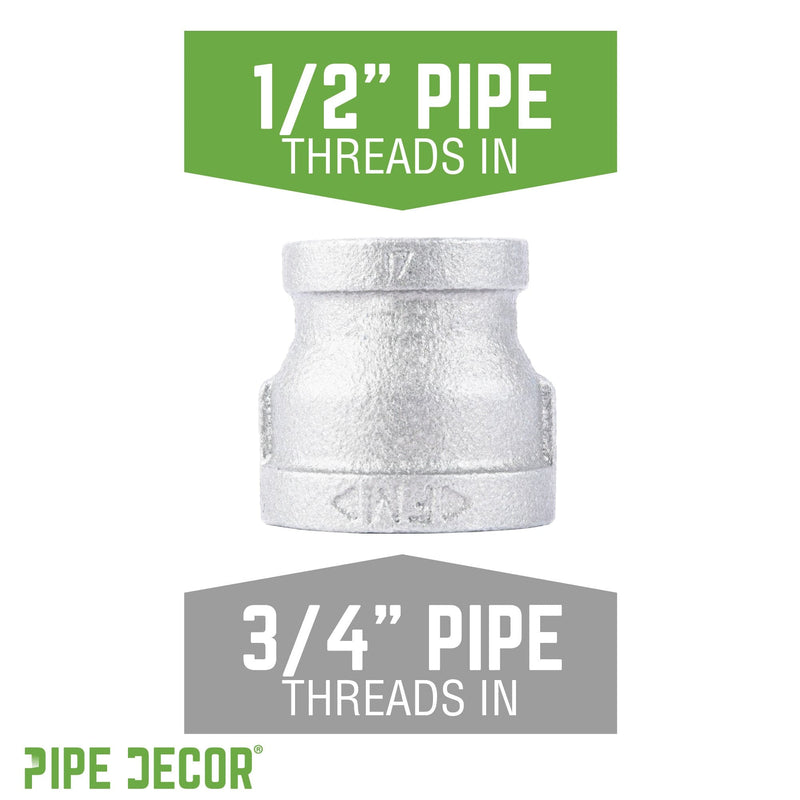 Acoplamiento reductor de hierro galvanizado de 3/4 pulg. x 1/2 pulg.
