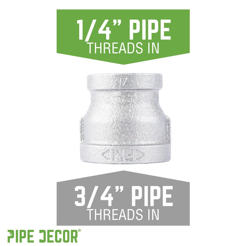 Acoplamiento reductor de hierro galvanizado de 3/4 pulg. x 1/4 pulg.