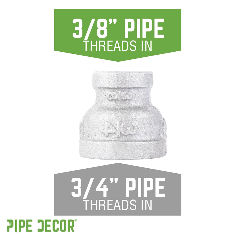 Acoplamiento reductor de hierro galvanizado de 3/4 pulg. x 3/8 pulg.