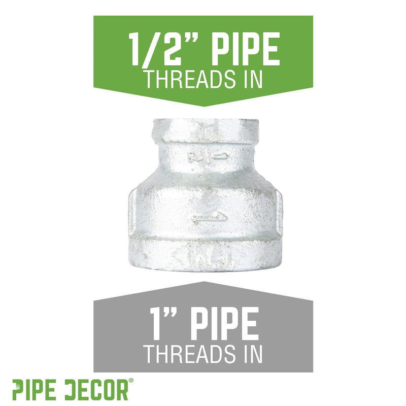 Acoplamiento reductor de hierro galvanizado de 1 pulg. x 1/2 pulg.
