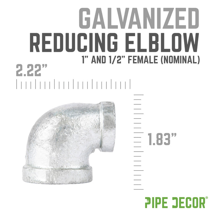 1 in. x 1/2 in. Galvanized Iron Reducing Elbow