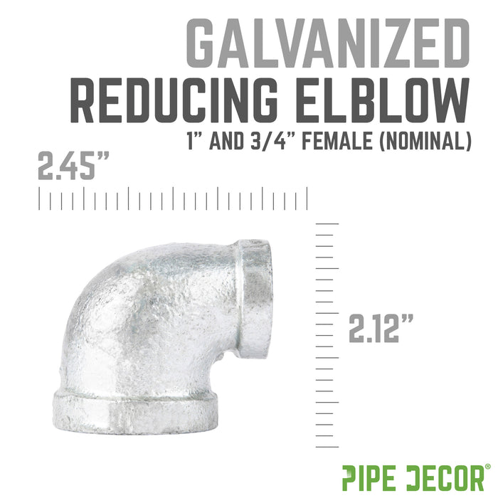 1 in. x 3/4 in. Galvanized Iron Reducing Elbow
