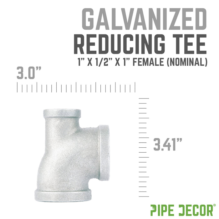 1 in. x 1/2 in. x 1 in. Galvanized Reducing Tee