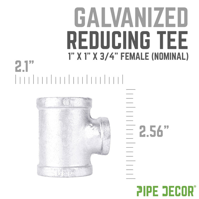 1 in. x 1 in. x 3/4 in. Galvanized Reducing Tee