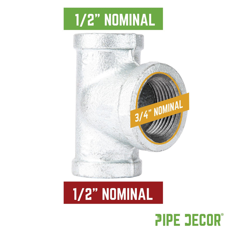 2 in. x 1 in. x 3/4 in. NPT Threaded - Reducing Tee - 150# Galvanized Malleable Iron Pipe Fitting (Reduces on Branch & Run)- UL/FM 2 in. x 1 in. x 3/4 in. NPT Threaded - Reducing Tee - 150# Galvanized Malleable Iron Pipe Fitting (Reduces on Branch & Run)- UL/FM